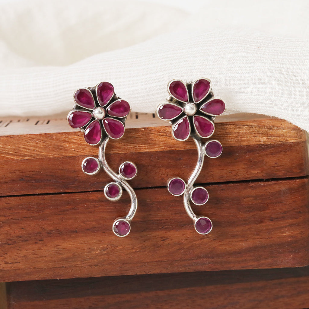 Floral Ruby Earrings