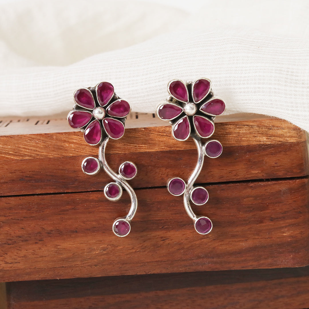 Floral Ruby Earrings