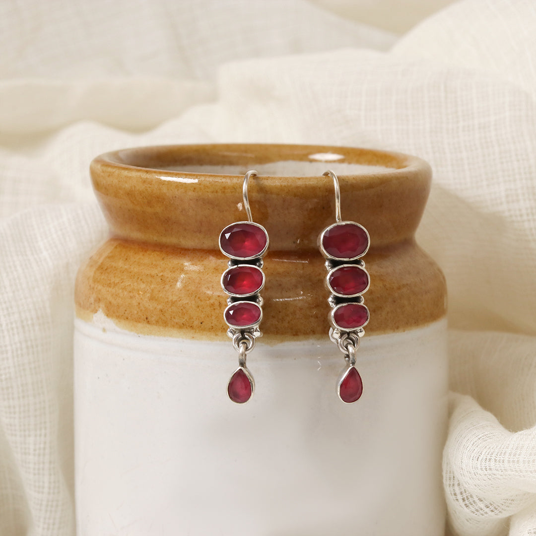 Stacked Hydro Ruby Earrings