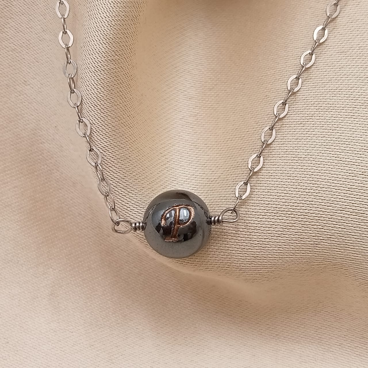 Personalized Name Letter Gun Metal Ball With Chain