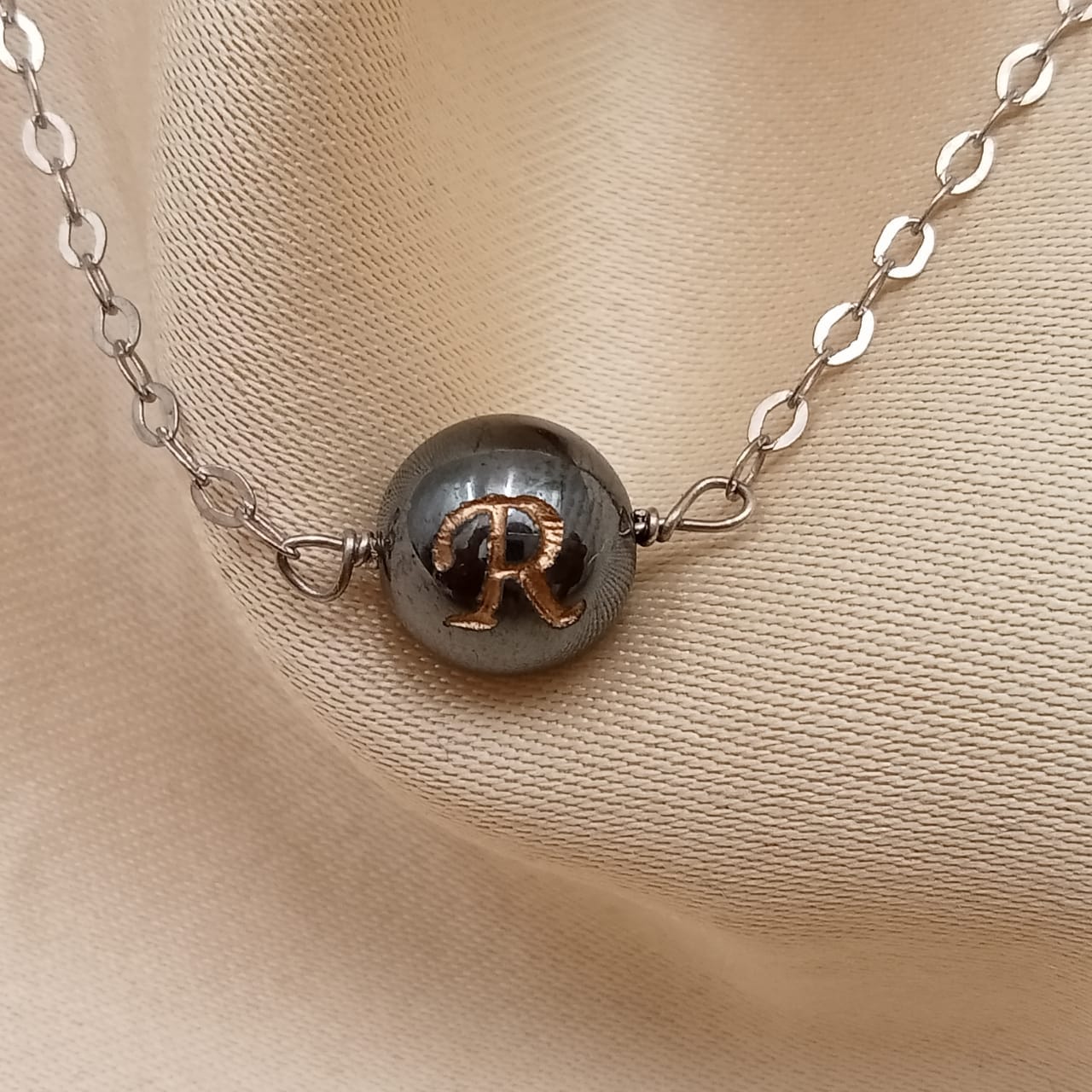 Personalized Name Letter Gun Metal Ball With Chain
