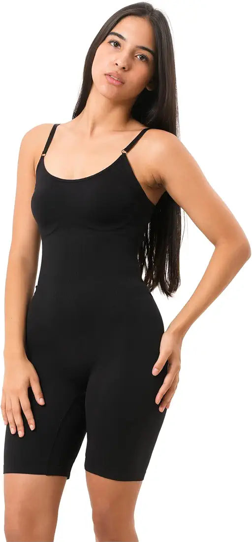 SHAPEMOUR Mid Thigh Bodysuit Bodyshaper, Sculpting Design Shapewear for Women, Body Shaper with Silicone Grip, No Steel Bones for All Day Comfort, Smooth and Seamless Fit