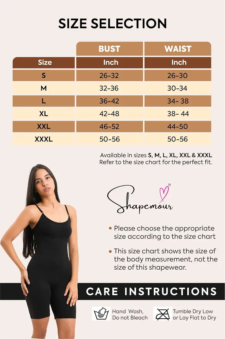 SHAPEMOUR Mid Thigh Bodysuit Bodyshaper, Sculpting Design Shapewear for Women, Body Shaper with Silicone Grip, No Steel Bones for All Day Comfort, Smooth and Seamless Fit