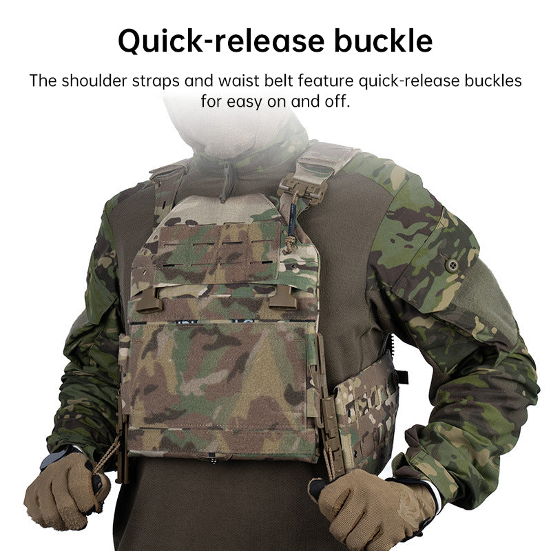 Tactical Plate Carrier Vest - Quick Release MOLLE Armor Carrier w/ Elastic Cummerbund (SS Style)