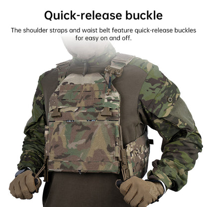 Tactical Plate Carrier Vest - Quick Release MOLLE Armor Carrier w/ Elastic Cummerbund (SS Style)