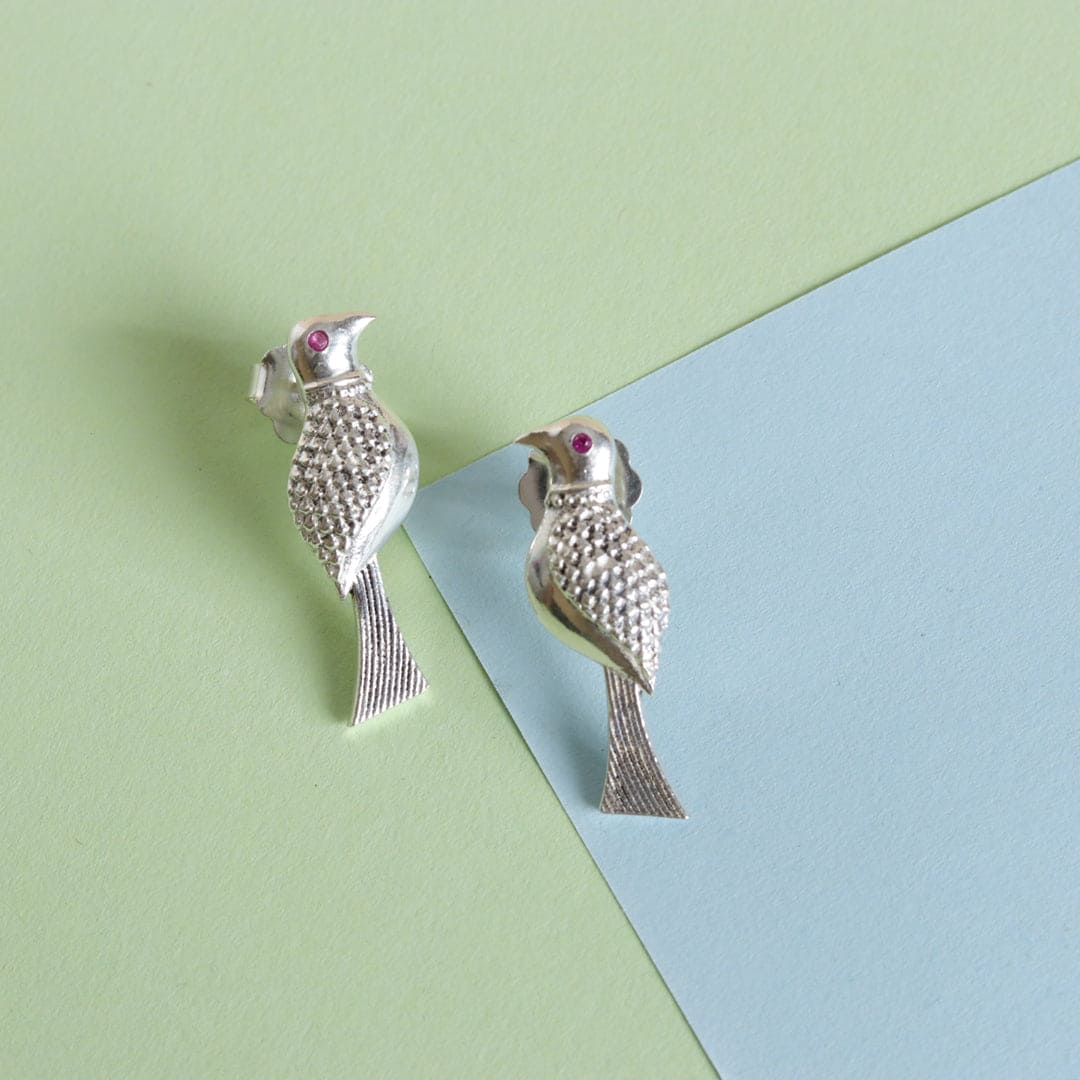 Carved Bird Earrings