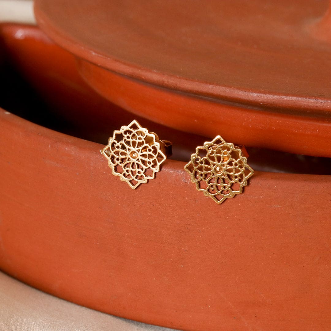 Gold-Plated Cutwork Earrings