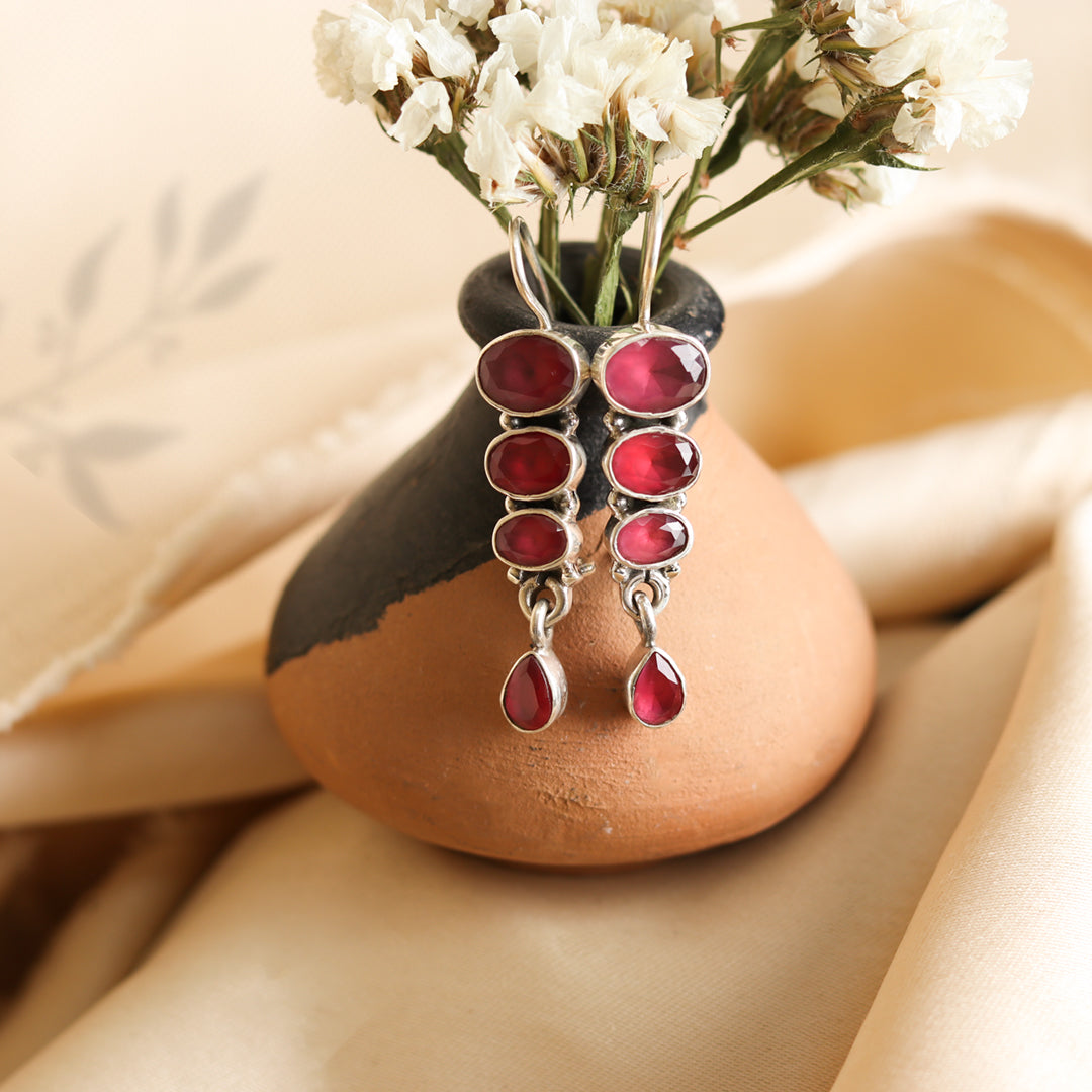 Stacked Hydro Ruby Earrings