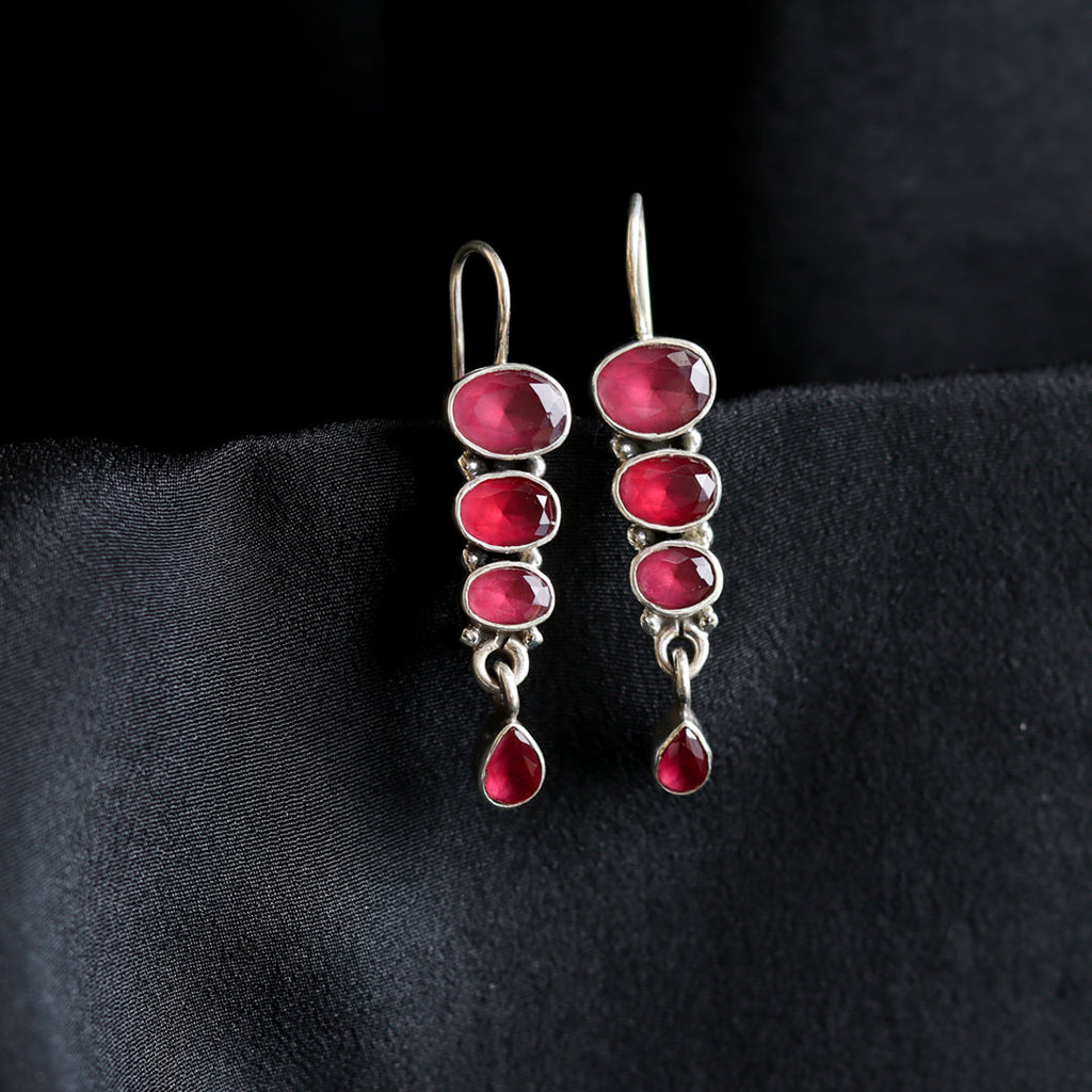 Stacked Hydro Ruby Earrings