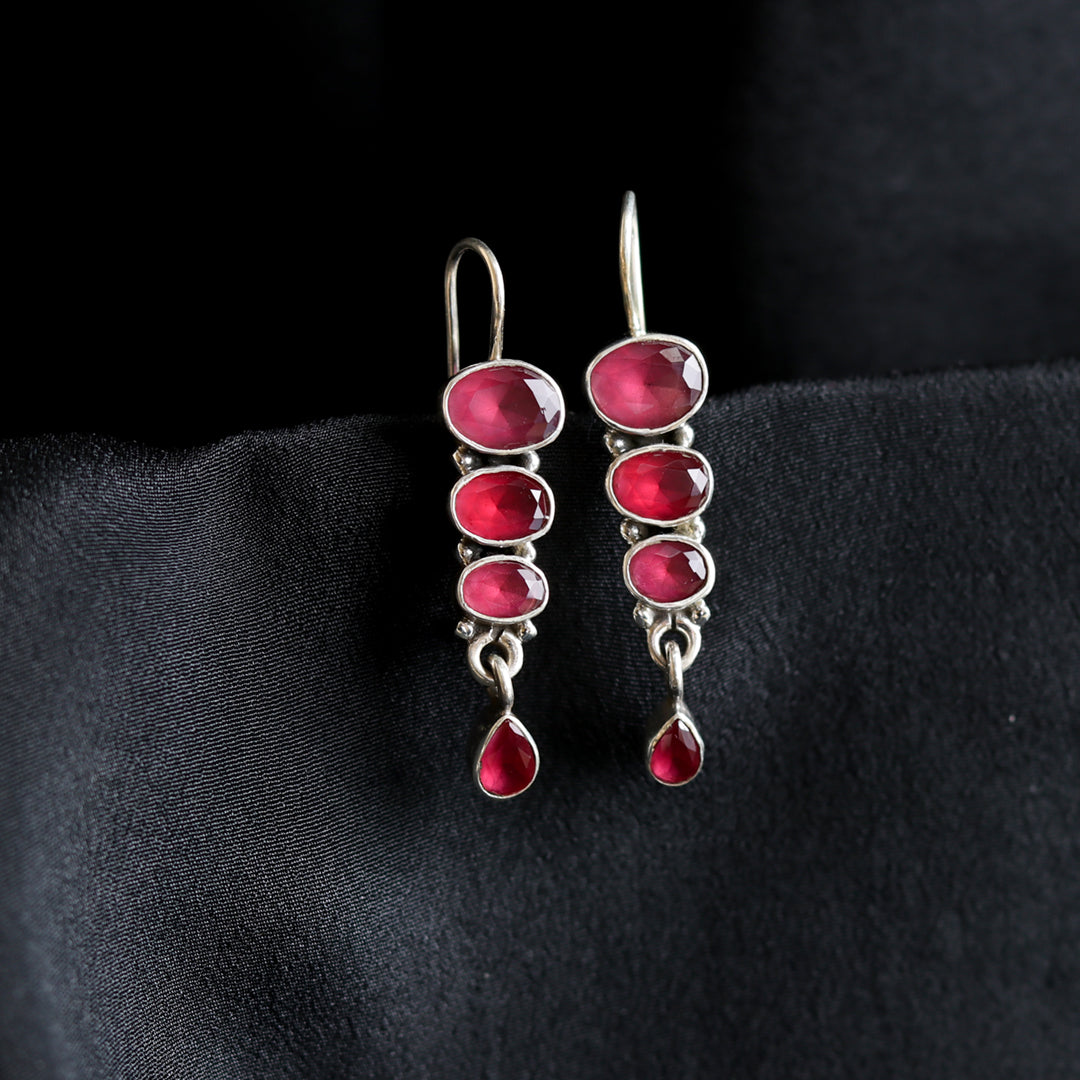 Stacked Hydro Ruby Earrings