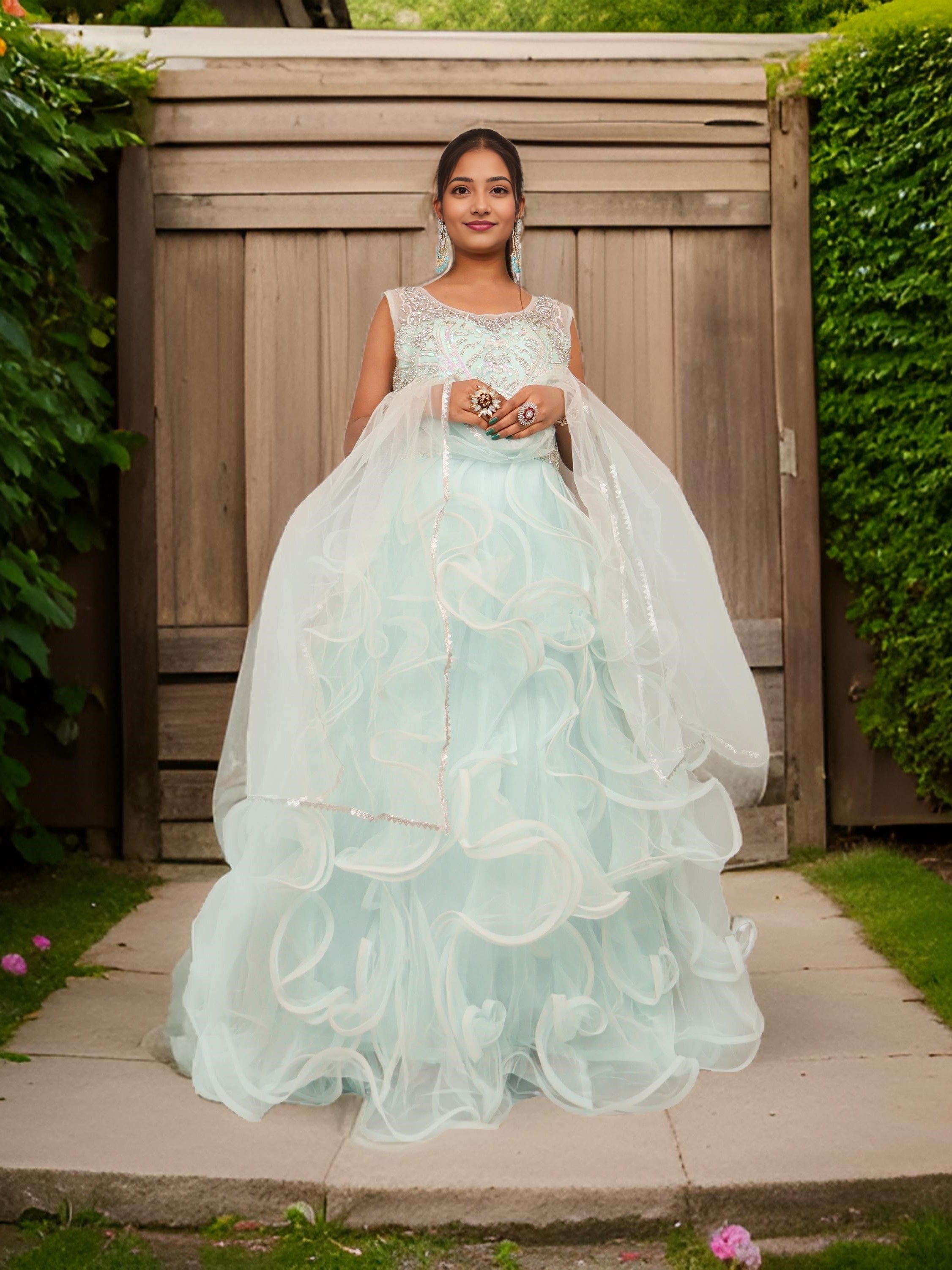 Net Fabric Gown with Stone & Sequin by Shreekama