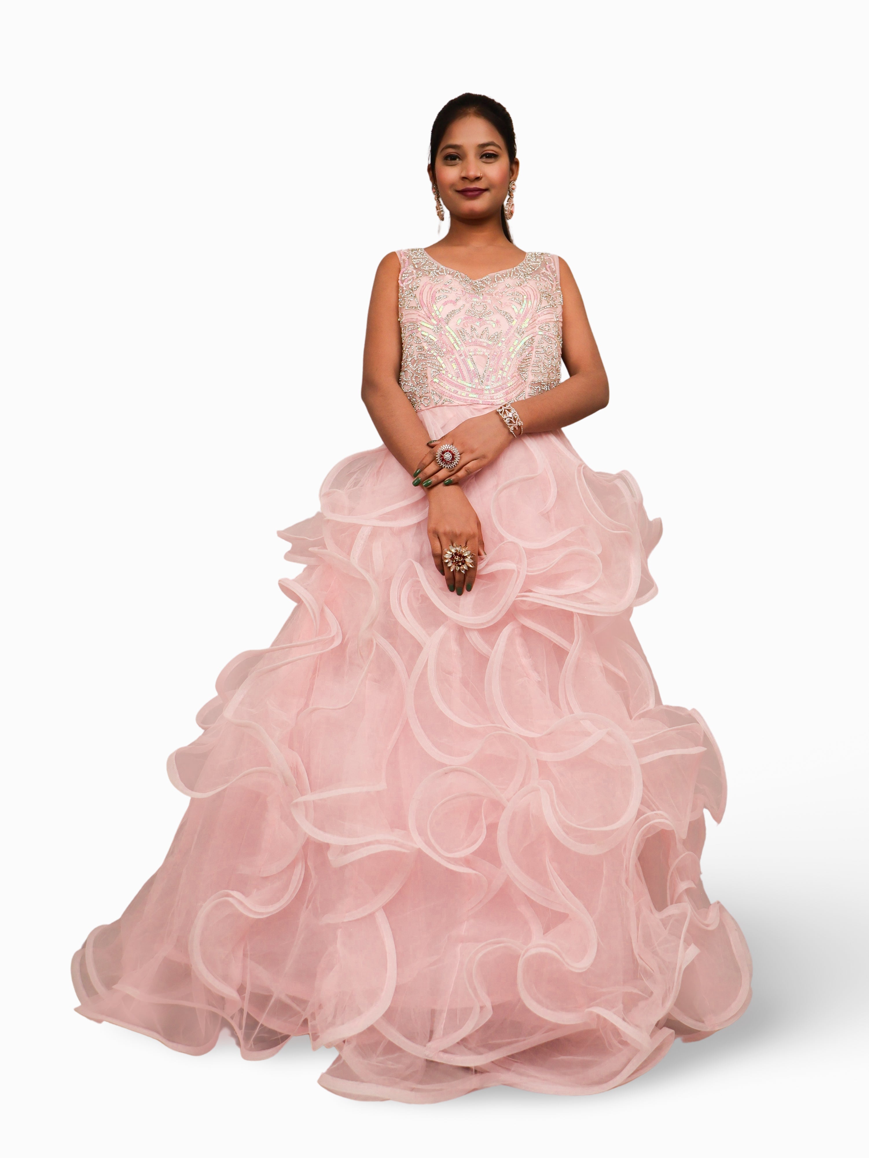 Net Fabric Gown with Stone & Sequin by Shreekama