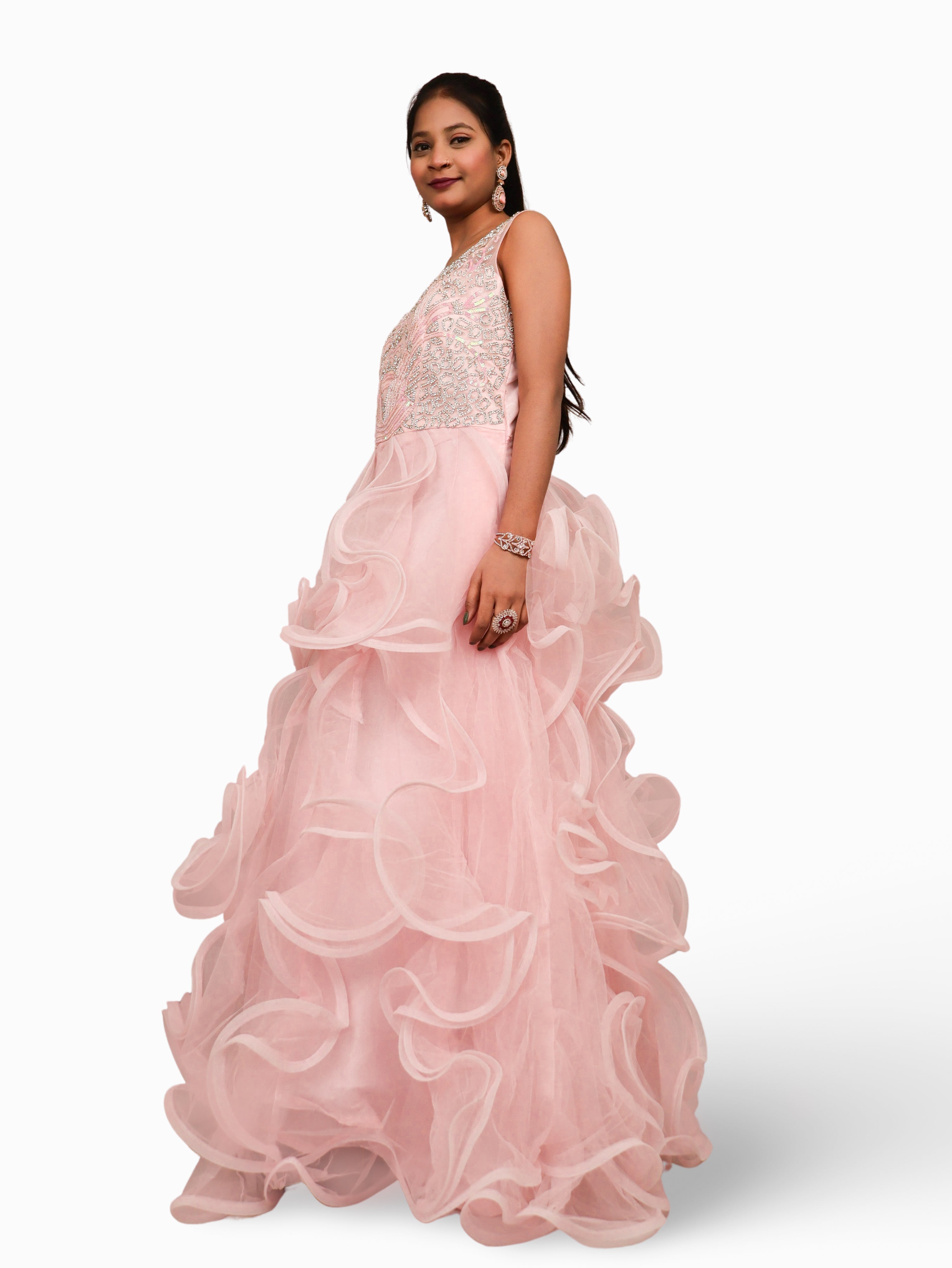 Net Fabric Gown with Stone & Sequin by Shreekama
