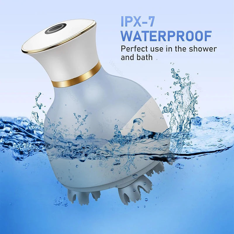 Cordless Electric Scalp Massager 4-Head Deep Kneading 1200mAh IPX6 Waterproof