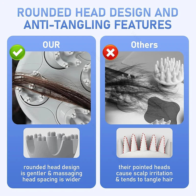 Cordless Electric Scalp Massager 4-Head Deep Kneading 1200mAh IPX6 Waterproof