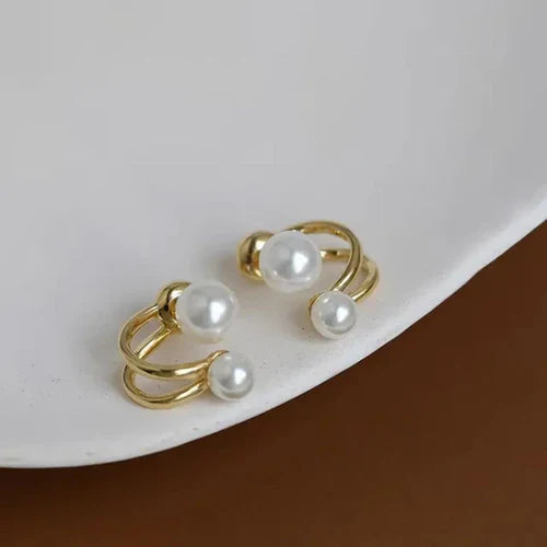 Double Pearl Stud Earring - Sori Style