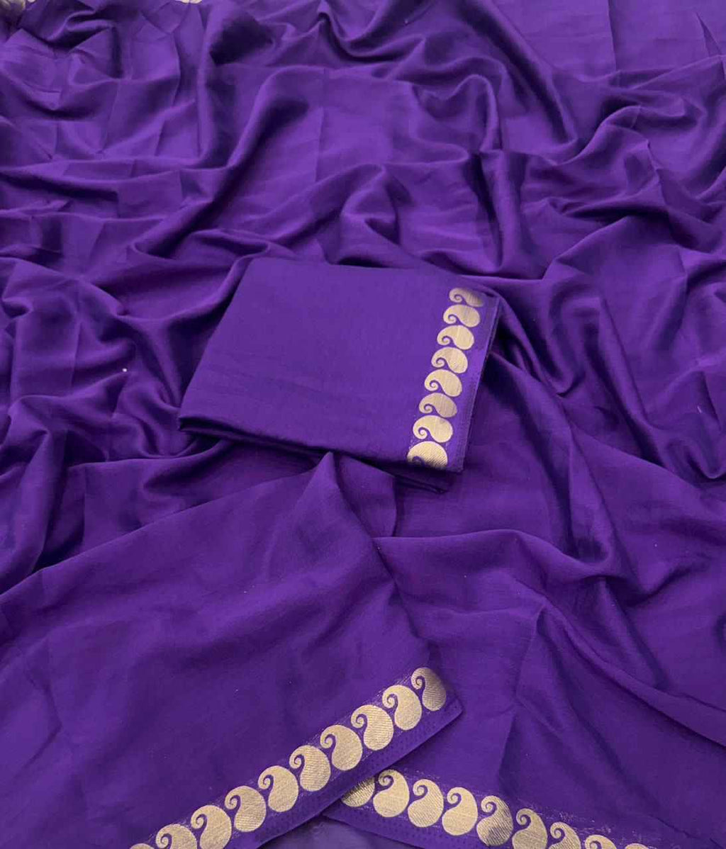 Rivaa Royal Purple Viscose Georgette Saree
