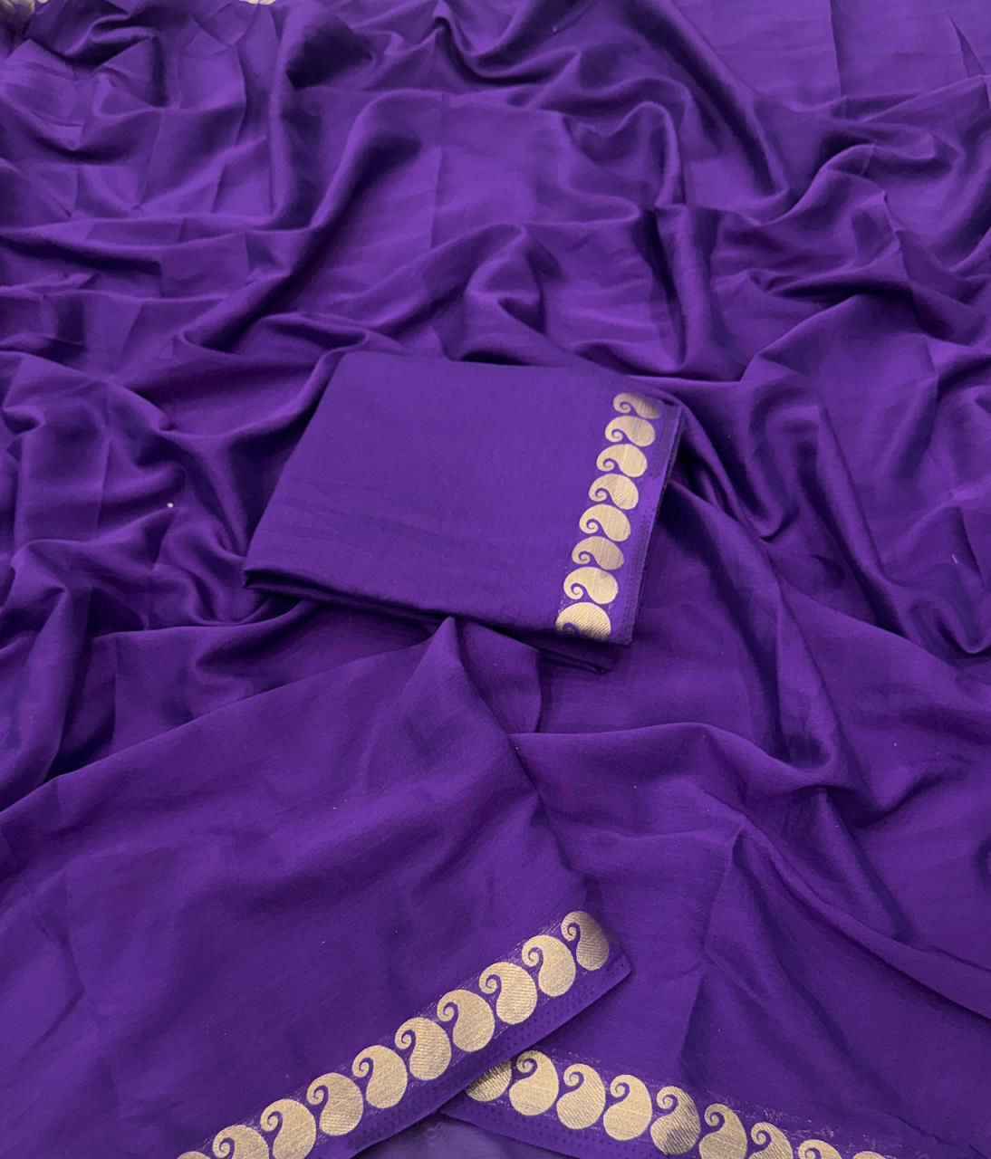 Rivaa Royal Purple Viscose Georgette Saree