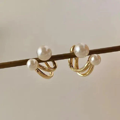 Double Pearl Stud Earring - Sori Style