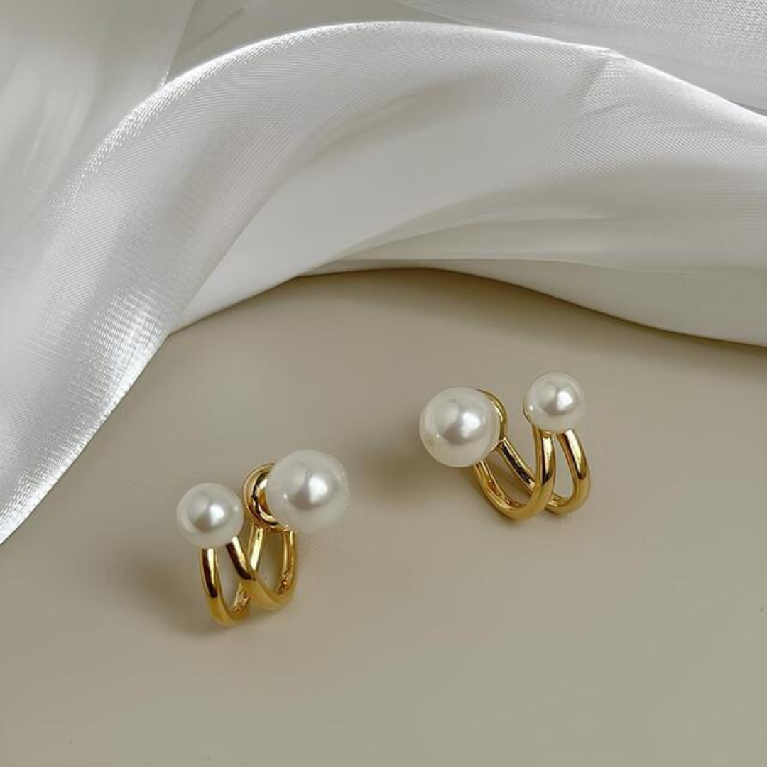 Double Pearl Stud Earring - Sori Style