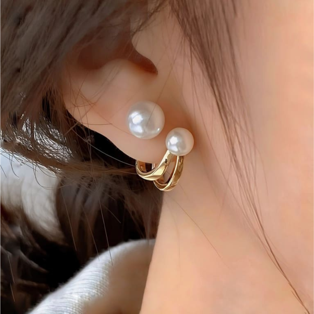 Double Pearl Stud Earring - Sori Style
