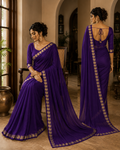 Rivaa Royal Purple Viscose Georgette Saree